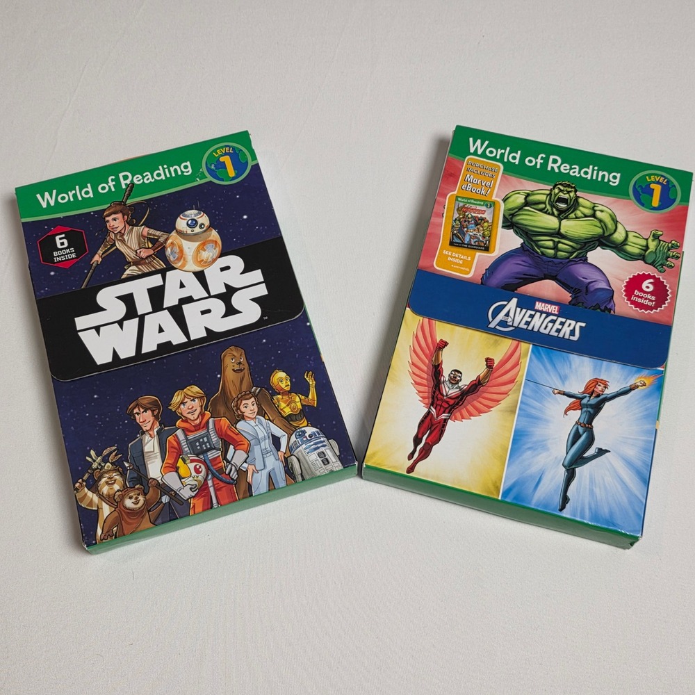 World of Reading Level 1 Kids Beginner Reader Books Bundle Star Wars & Avengers